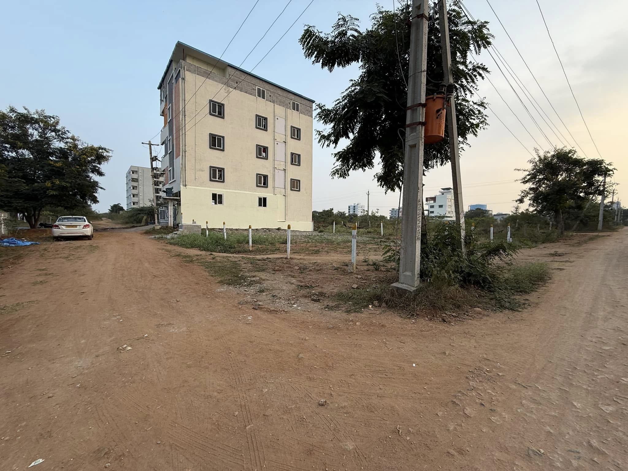 400 SQ.YD NORTH WEST CORNER PLOT - READY TO BUILD HOSTEL IN SRI MITRA LAYOUT -OPP.TCS ADIBATLA